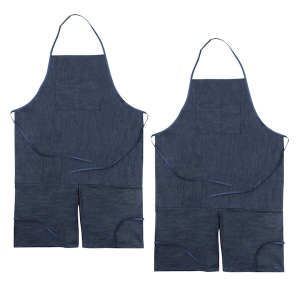 Creativity Street Adult Apron, Dark Blue Denim, 41in x 27.5in, PK2 PAC5243 - main